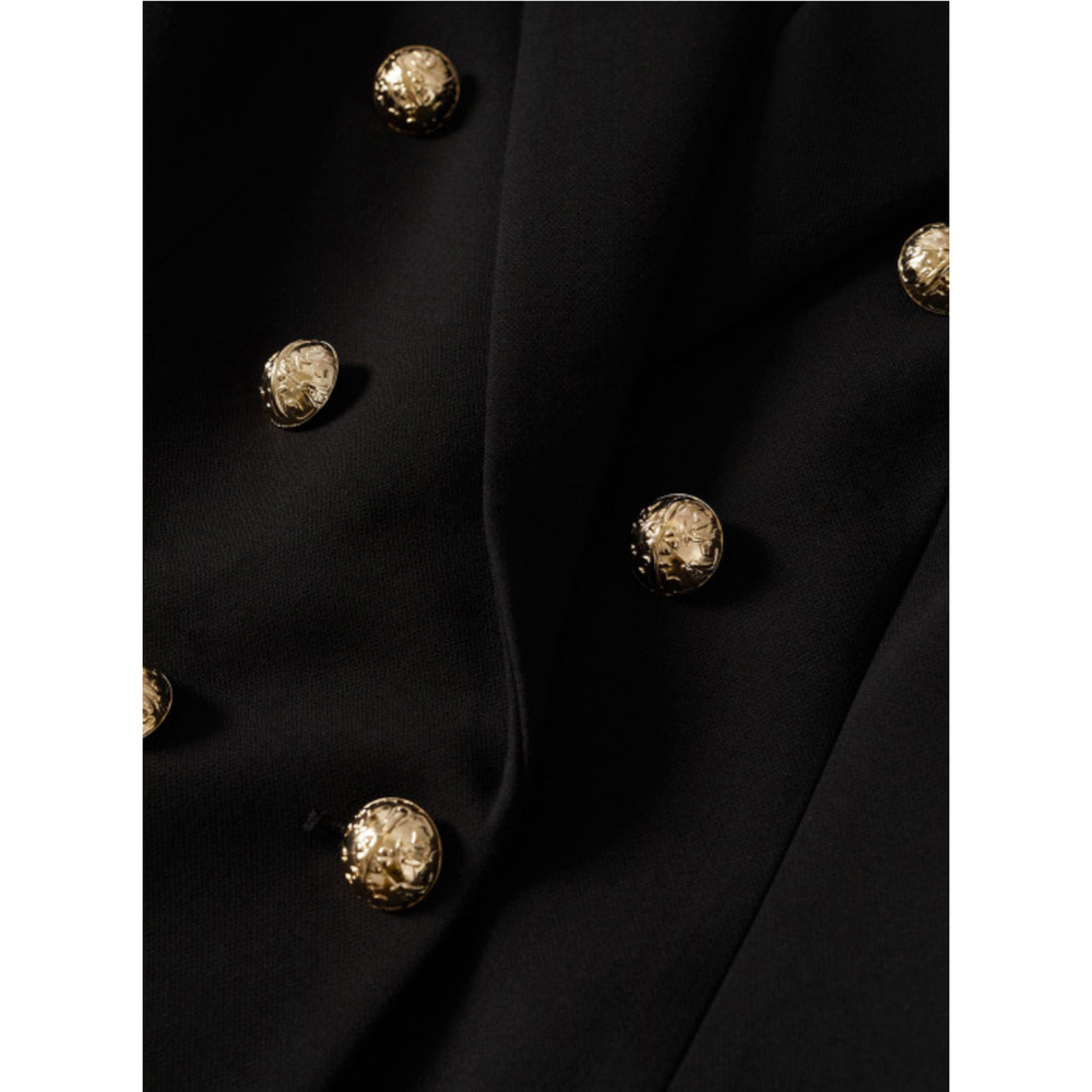 NEW MANGO MNG BLACK DOUBLE BREASTED GOLD BUTTONS SUIT BLAZER JACKET SZ M - Picture 5 of 11